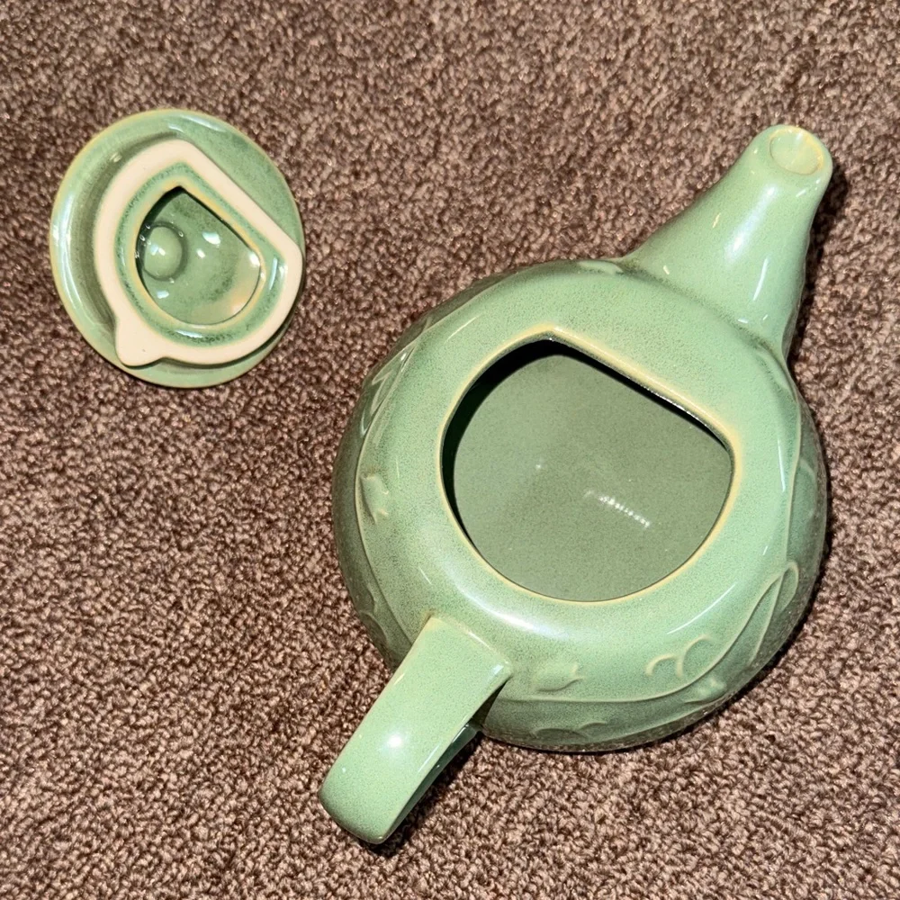 Pier 1 Green Ceramic Teapot